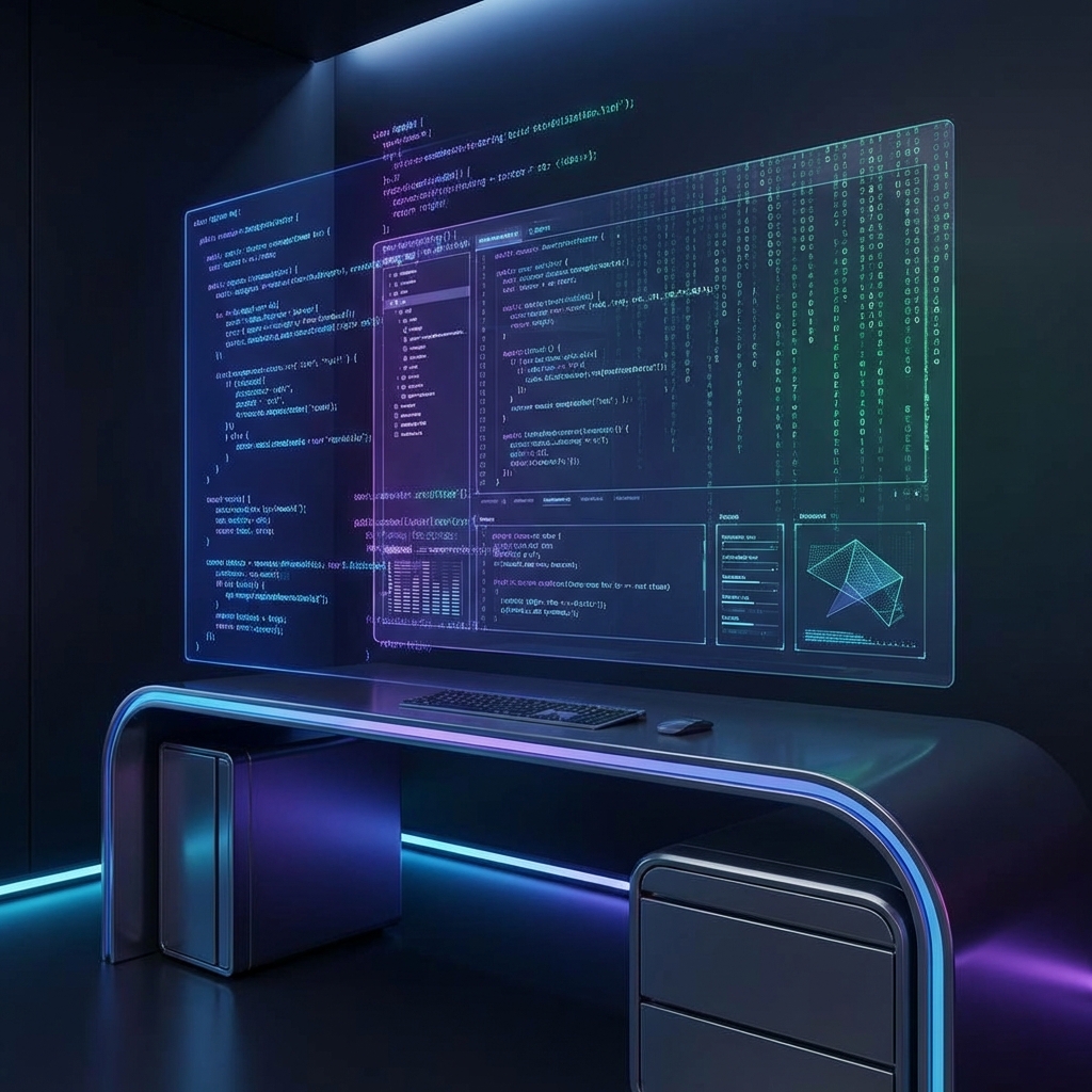 Futuristic Coding Workspace